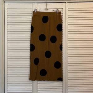 Brown and blk polka dot midi skirt